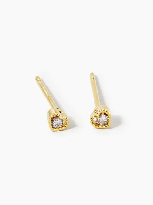18k Gold Dipped Dainty CZ Heart Post Stud Earrings