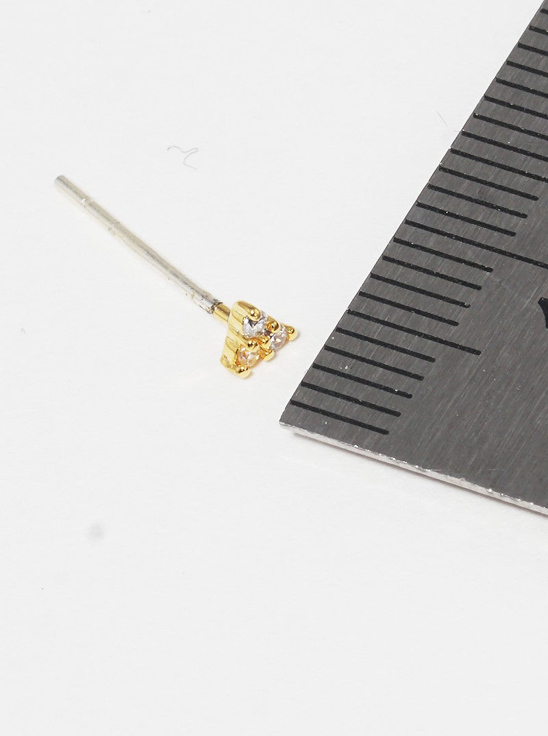 18k Gold Dipped Dainty CZ Stone Sterling Silver Post Stud Earrings