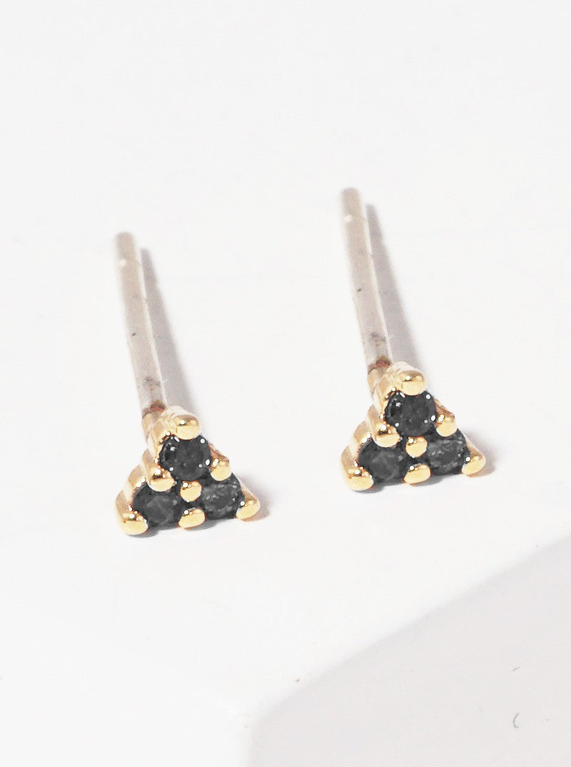 18k Gold Dipped Dainty CZ Stone Sterling Silver Post Stud Earrings