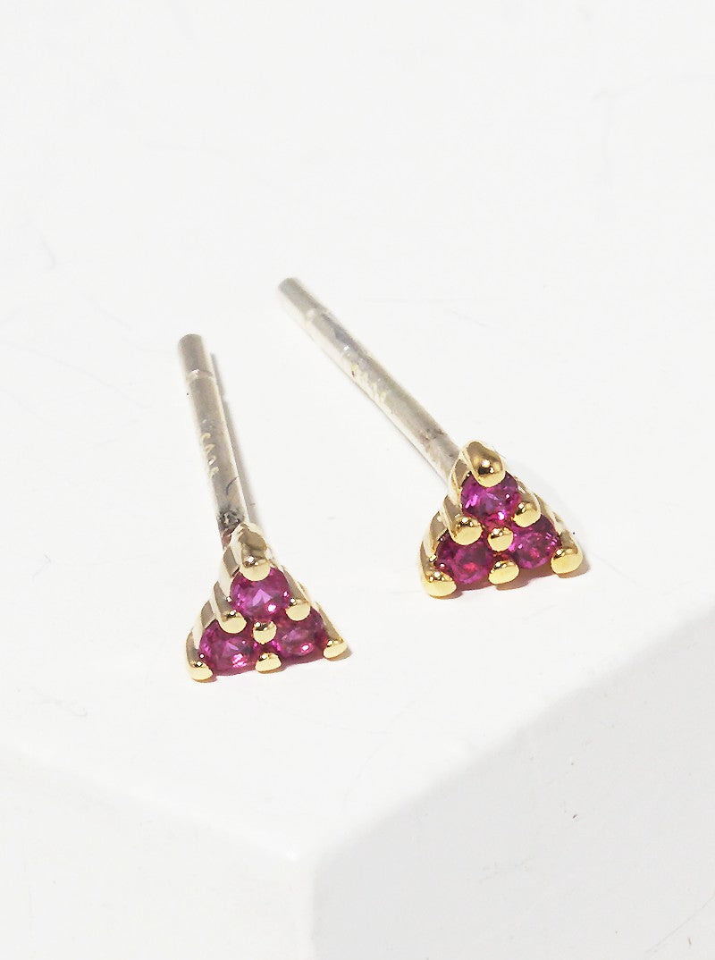 18k Gold Dipped Dainty CZ Stone Sterling Silver Post Stud Earrings