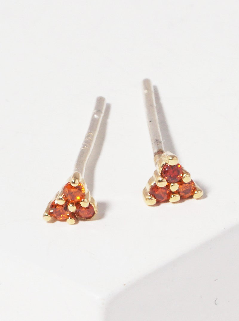 18k Gold Dipped Dainty CZ Stone Sterling Silver Post Stud Earrings