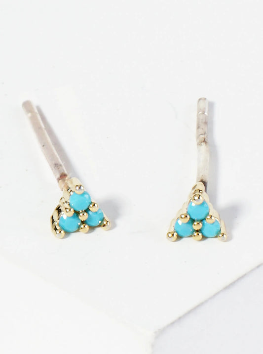 18k Gold Dipped Dainty CZ Stone Sterling Silver Post Stud Earrings