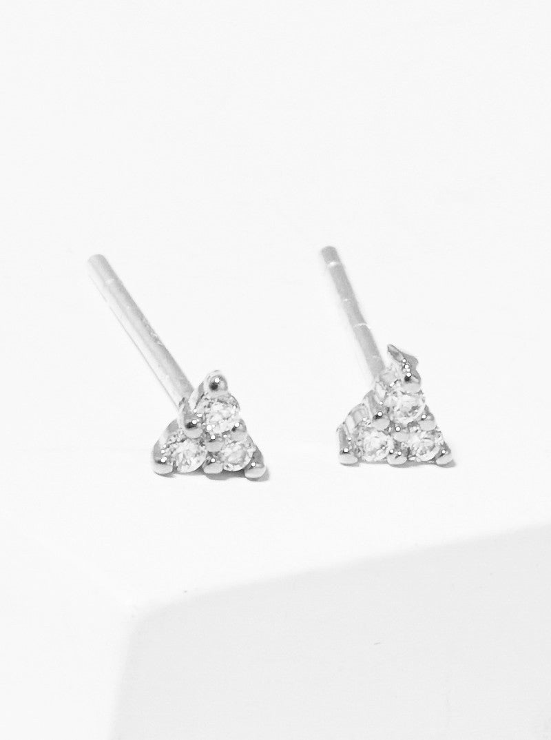 18k Gold Dipped Dainty CZ Stone Sterling Silver Post Stud Earrings