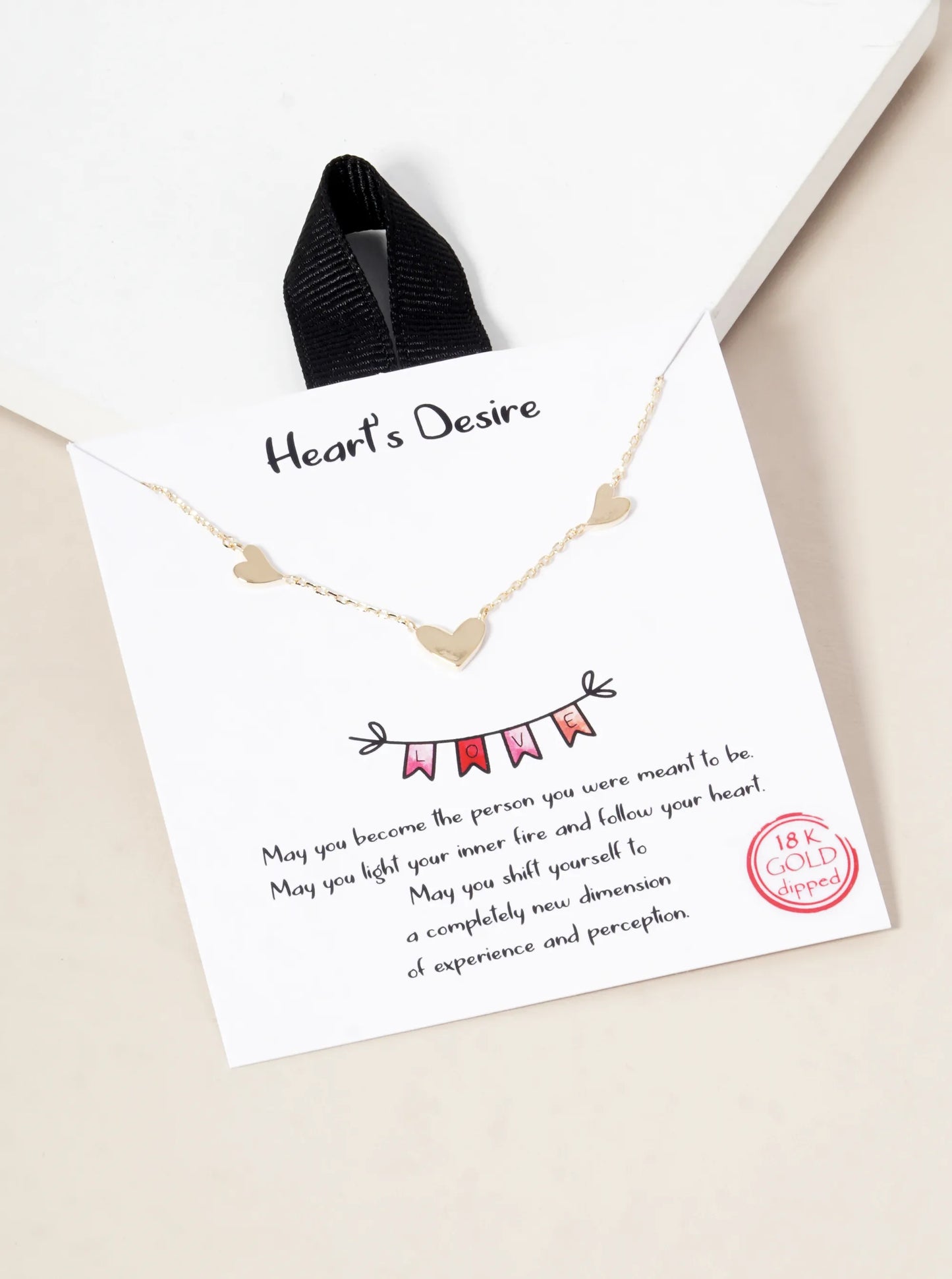 18k Gold Dipped Dainty Three Heart Pendant Necklace