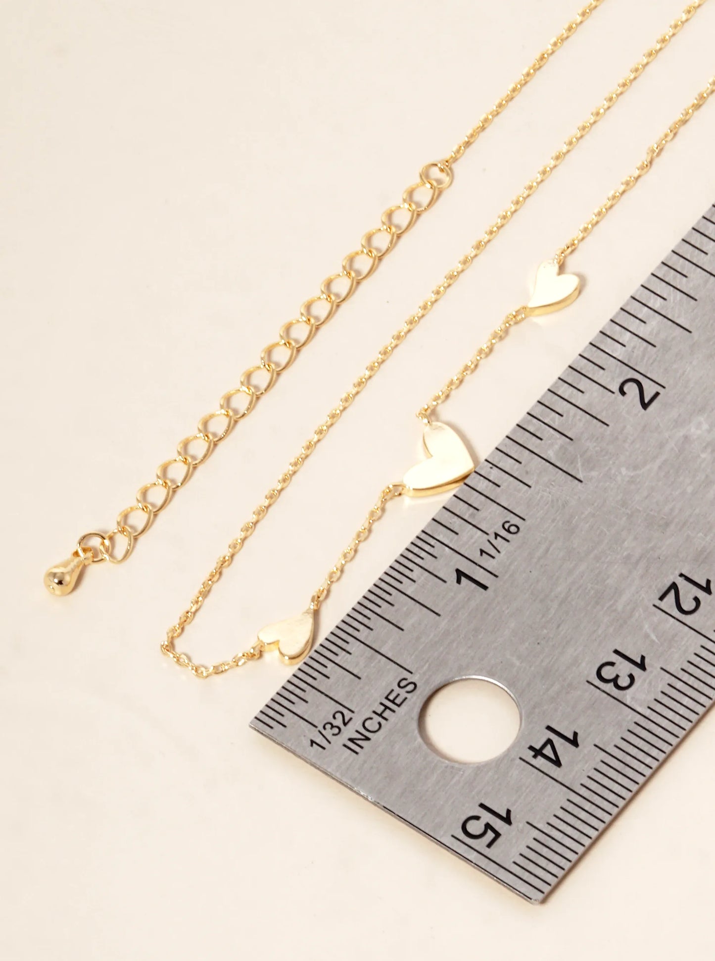 18k Gold Dipped Dainty Three Heart Pendant Necklace