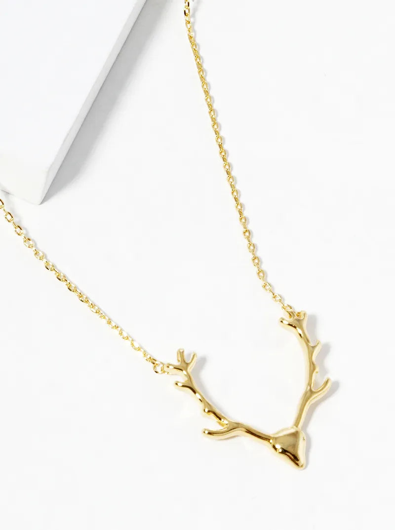 18k Gold Dipped Deer Head Pendant Necklace