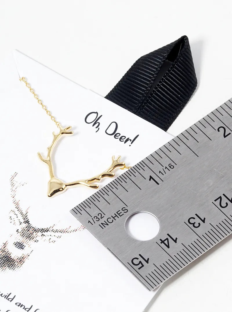 18k Gold Dipped Deer Head Pendant Necklace