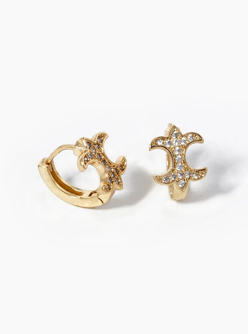 18k Gold Dipped Designer Inspired CZ Pave Huggie Hoop Earrings