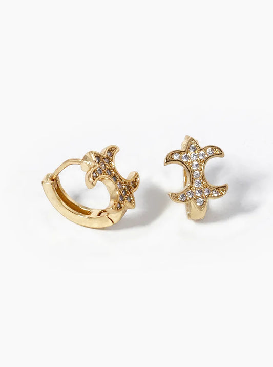 18k Gold Dipped Designer Inspired CZ Pave Huggie Hoop Earrings