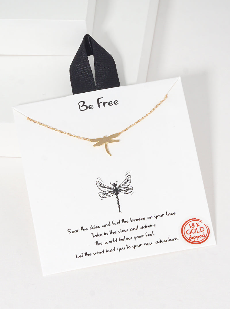 18k Gold Dipped Dragonfly Pendant Necklace