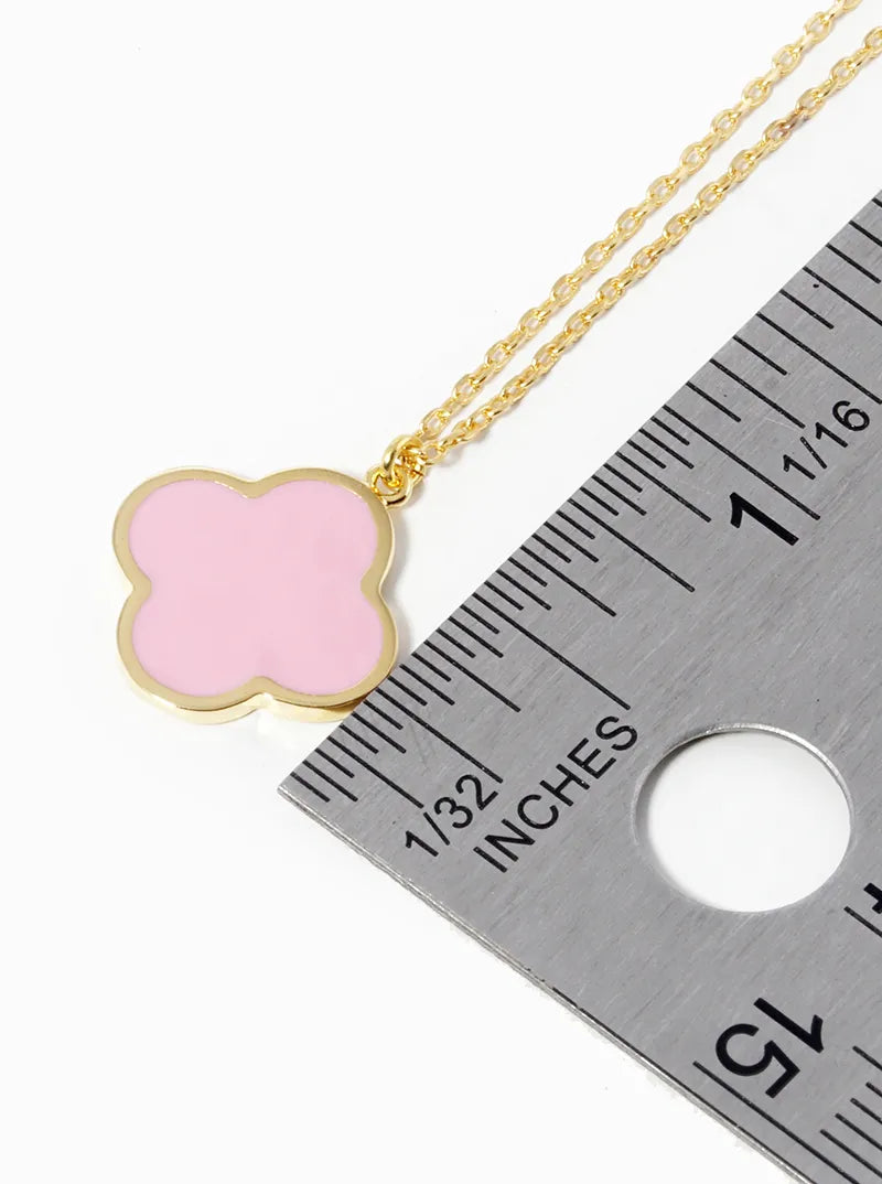 18k Gold Dipped Enamel Filled Quatrefoil Pendant Necklace
