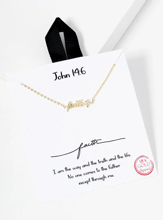 18k Gold Dipped Faith Cross Pendant Religious Necklace