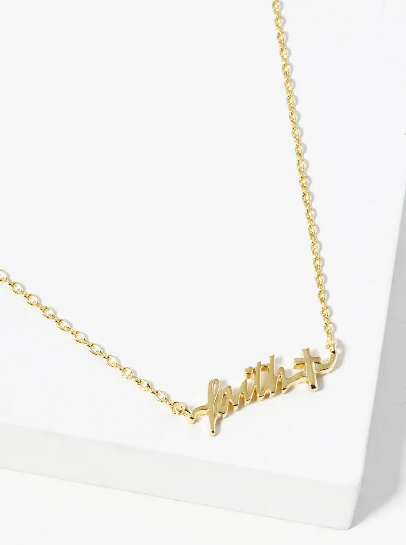 18k Gold Dipped Faith Cross Pendant Religious Necklace