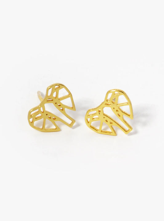 18k Gold Dipped Geometric Elephant Stud Earrings