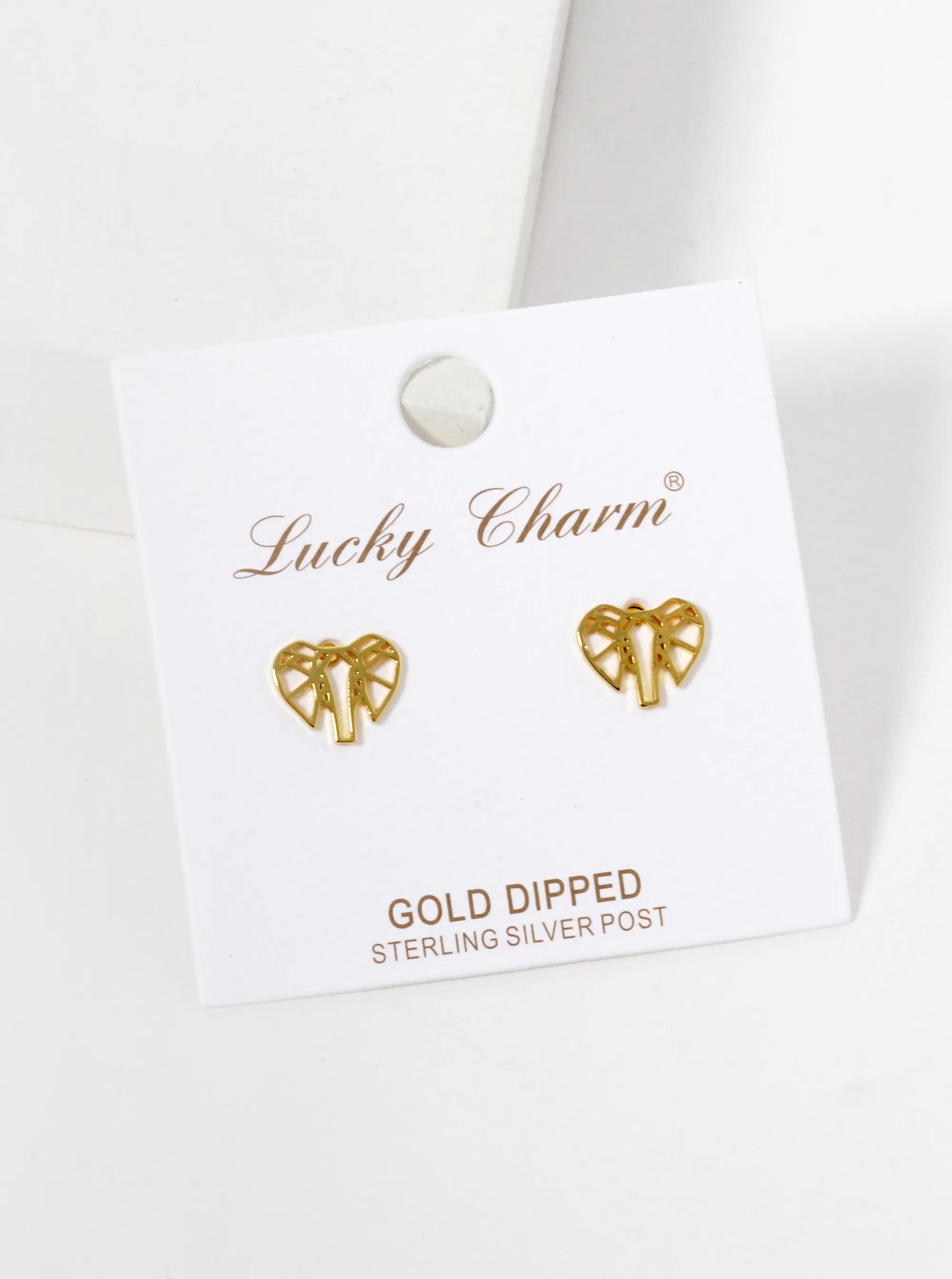 18k Gold Dipped Geometric Elephant Stud Earrings