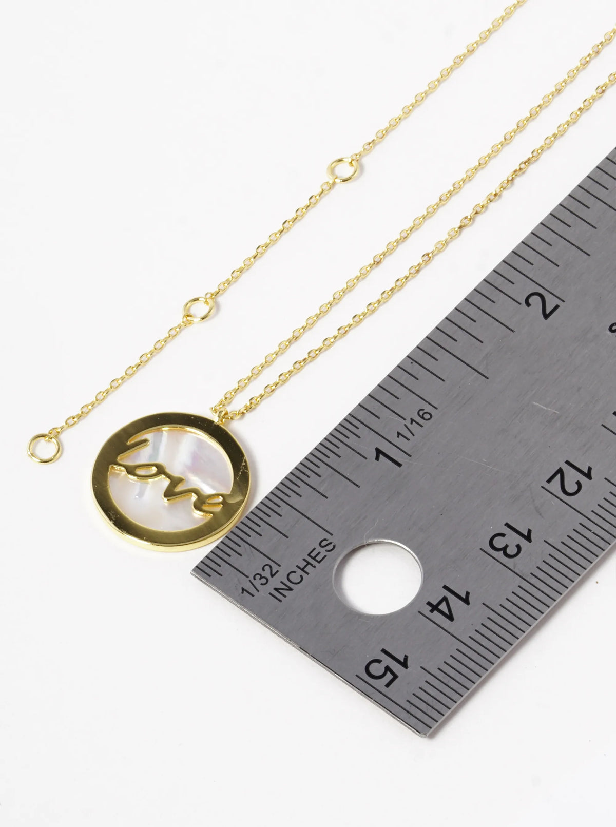 18k Gold Dipped Love MOP Round Pendant Necklace