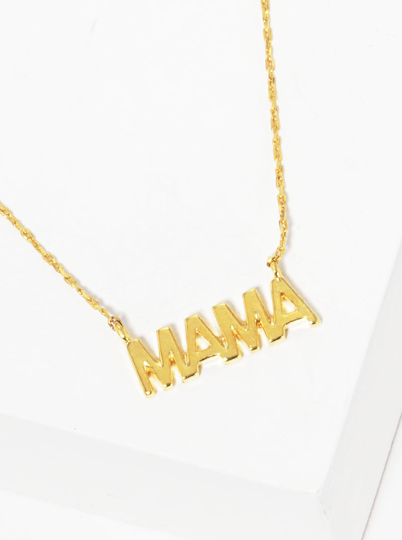 18k Gold Dipped MAMA Word Pendant Brass Necklace