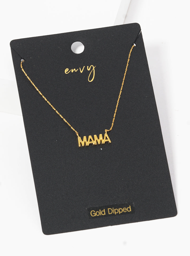 18k Gold Dipped MAMA Word Pendant Brass Necklace
