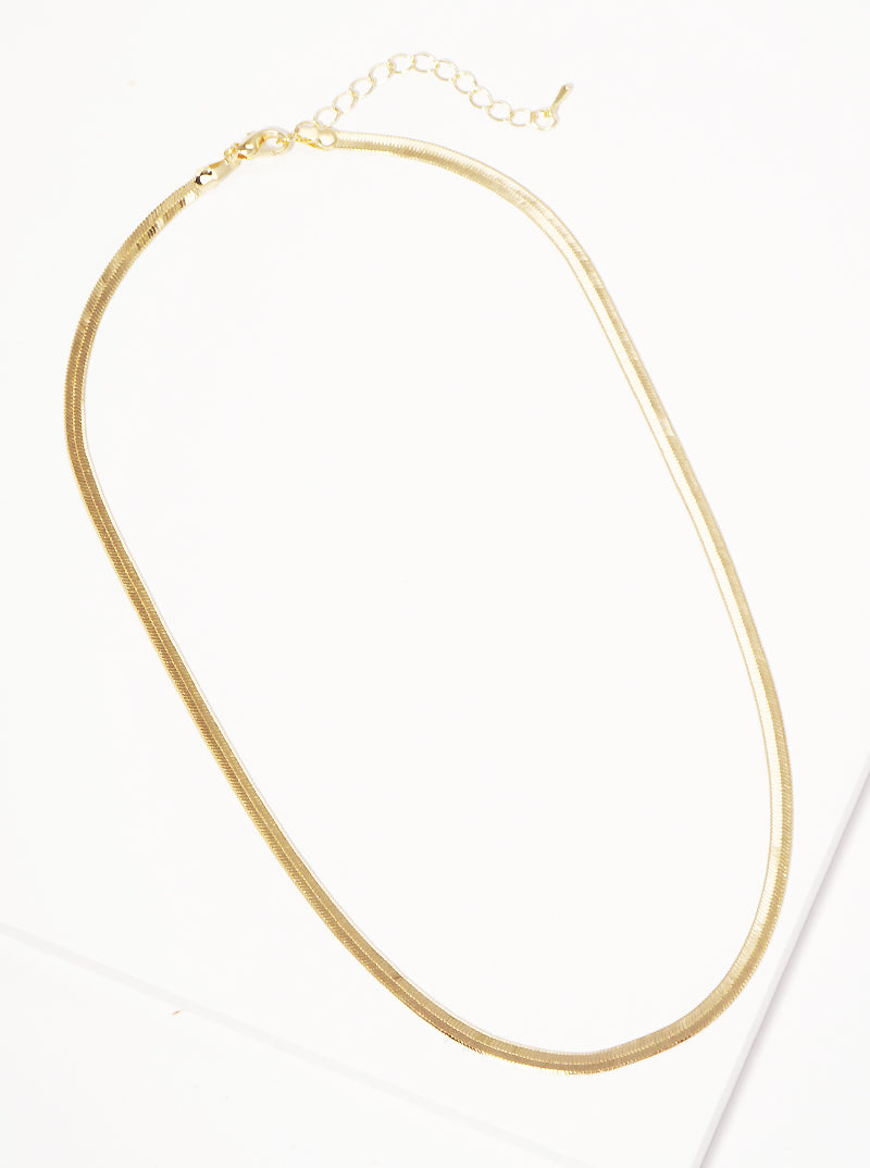 18k Gold Dipped Metal 3.5mm Herringbone Chain Necklace