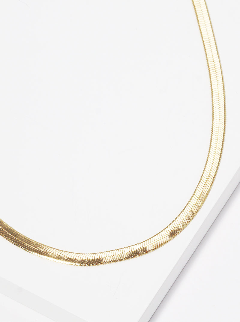 18k Gold Dipped Metal 3.5mm Herringbone Chain Necklace