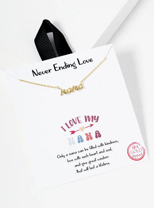 18k Gold Dipped Nana Pendant Delicate Necklace