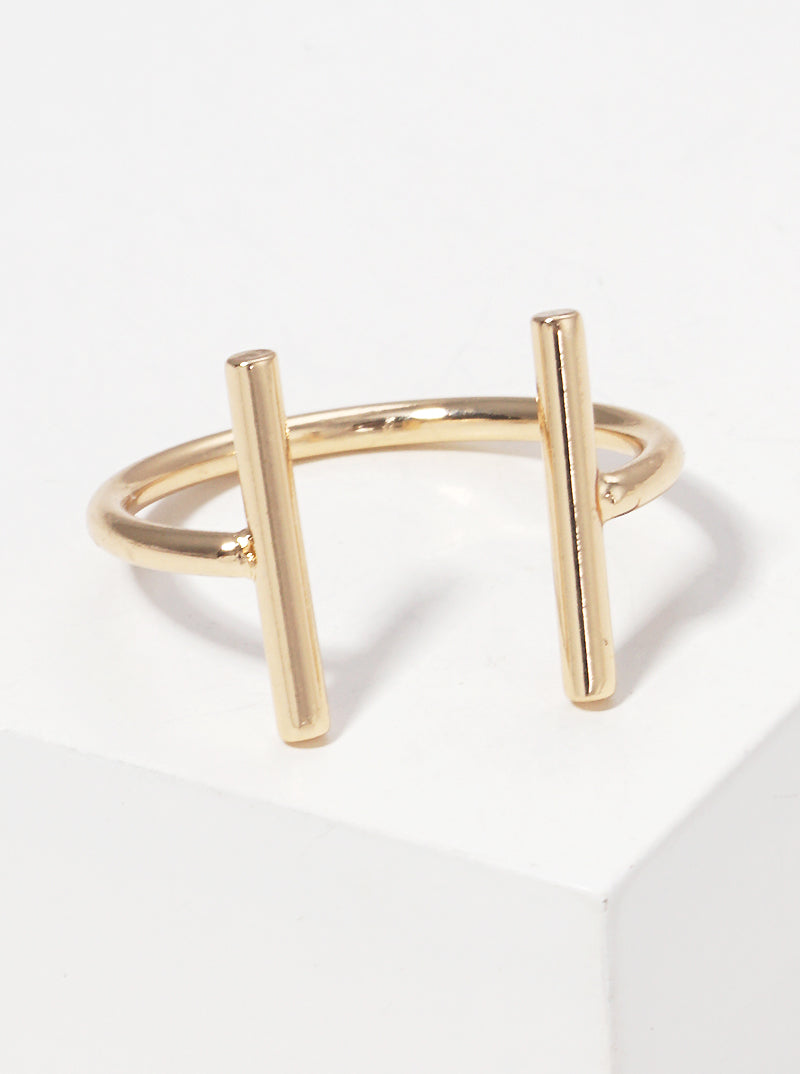 18k Gold Dipped Parallel Bar Adjustable Cuff Ring