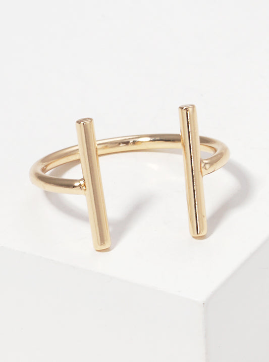 18k Gold Dipped Parallel Bar Adjustable Cuff Ring