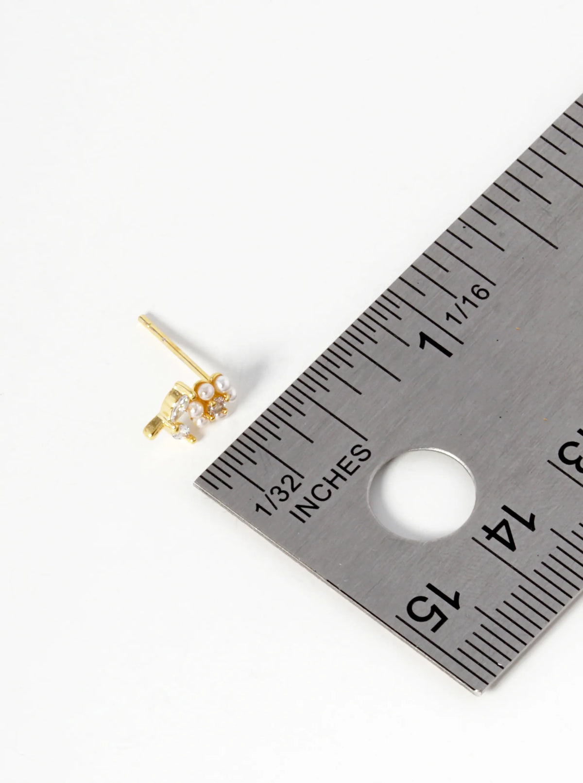 18k Gold Dipped Pearl And CZ Flower Stud Earrings