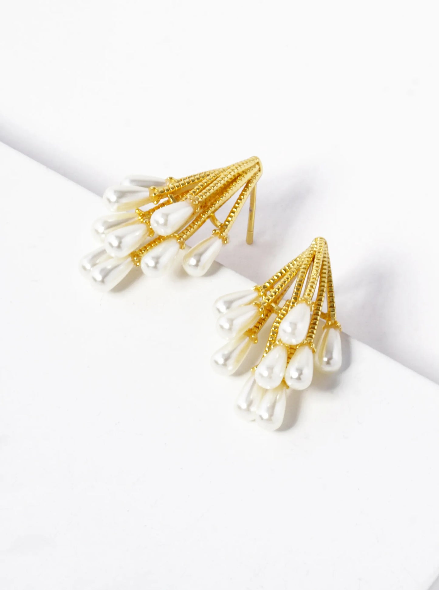 18k Gold Dipped Pearl Cluster Post Stud Earrings