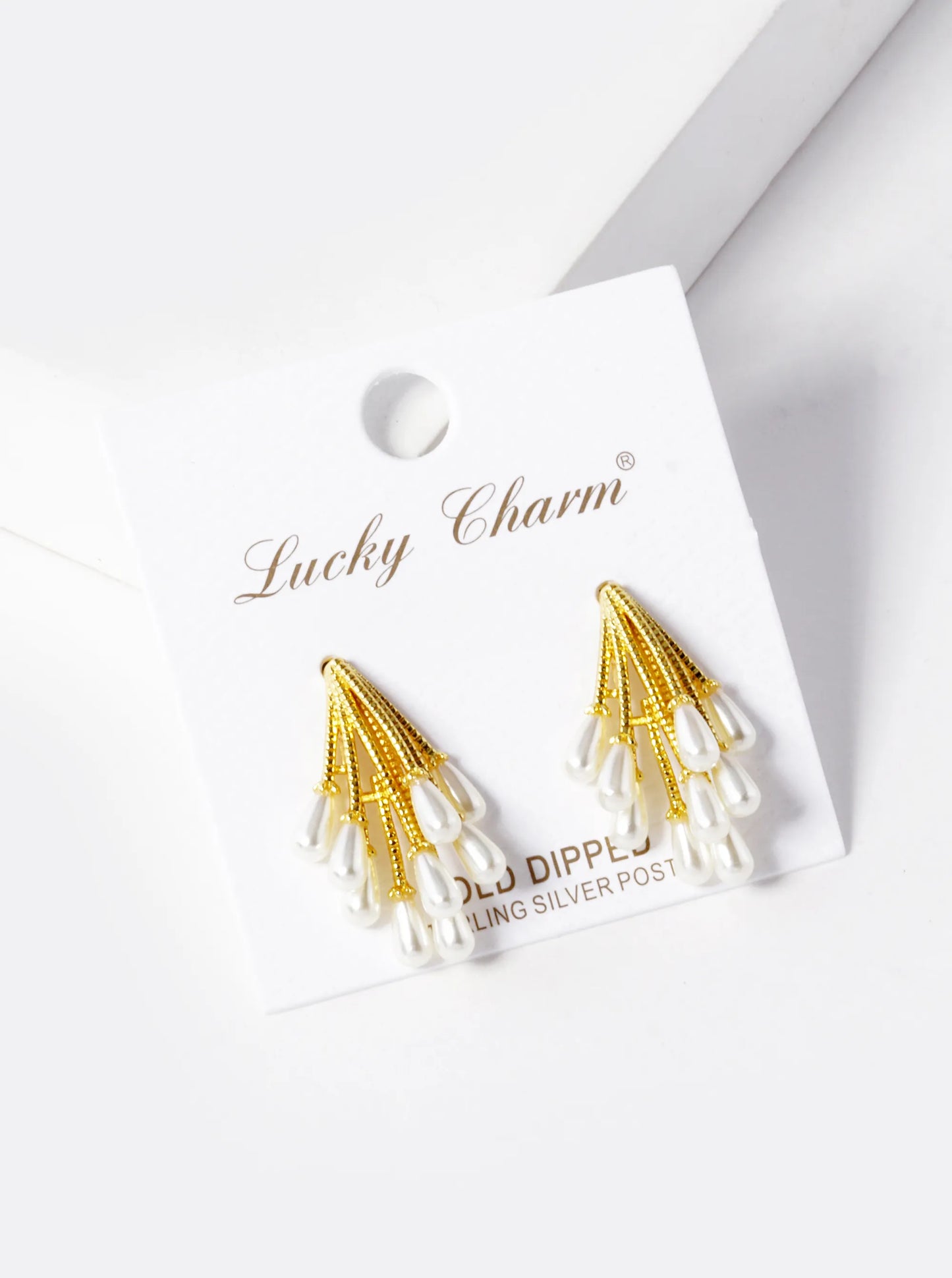 18k Gold Dipped Pearl Cluster Post Stud Earrings