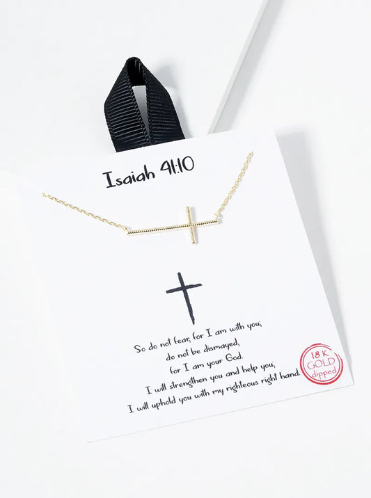 18k Gold Dipped Textured Brass Cross Pendant Necklace