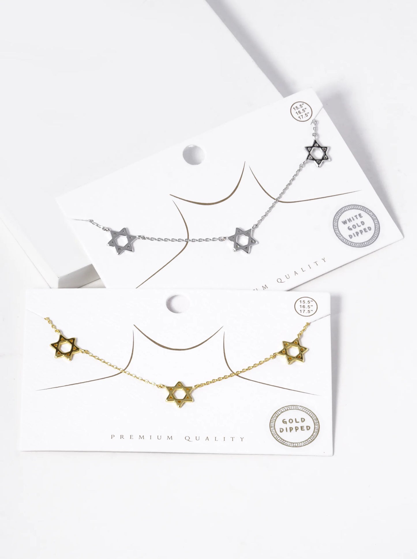 18k Gold Dipped Three Star Of David Necklace