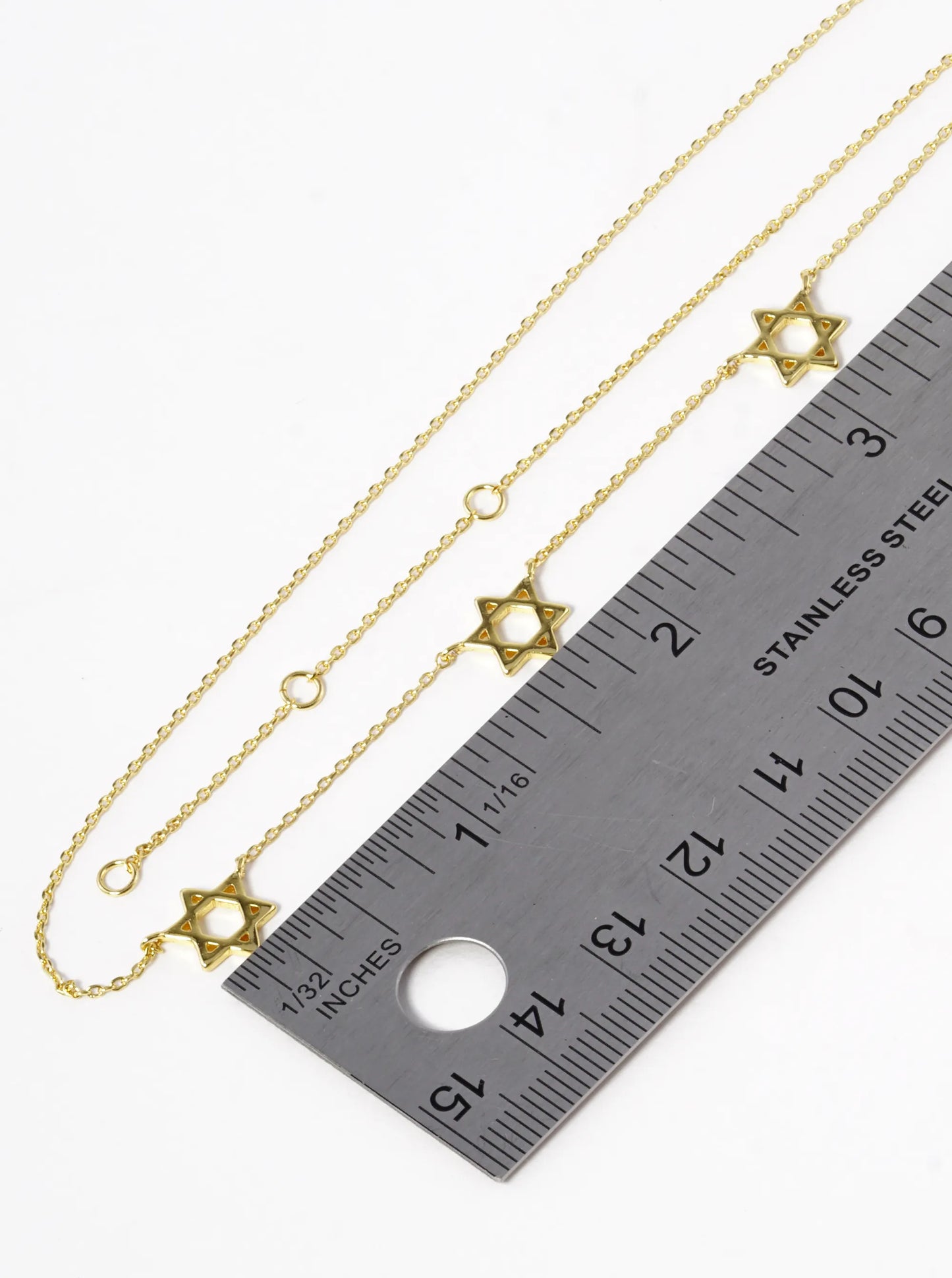 18k Gold Dipped Three Star Of David Necklace