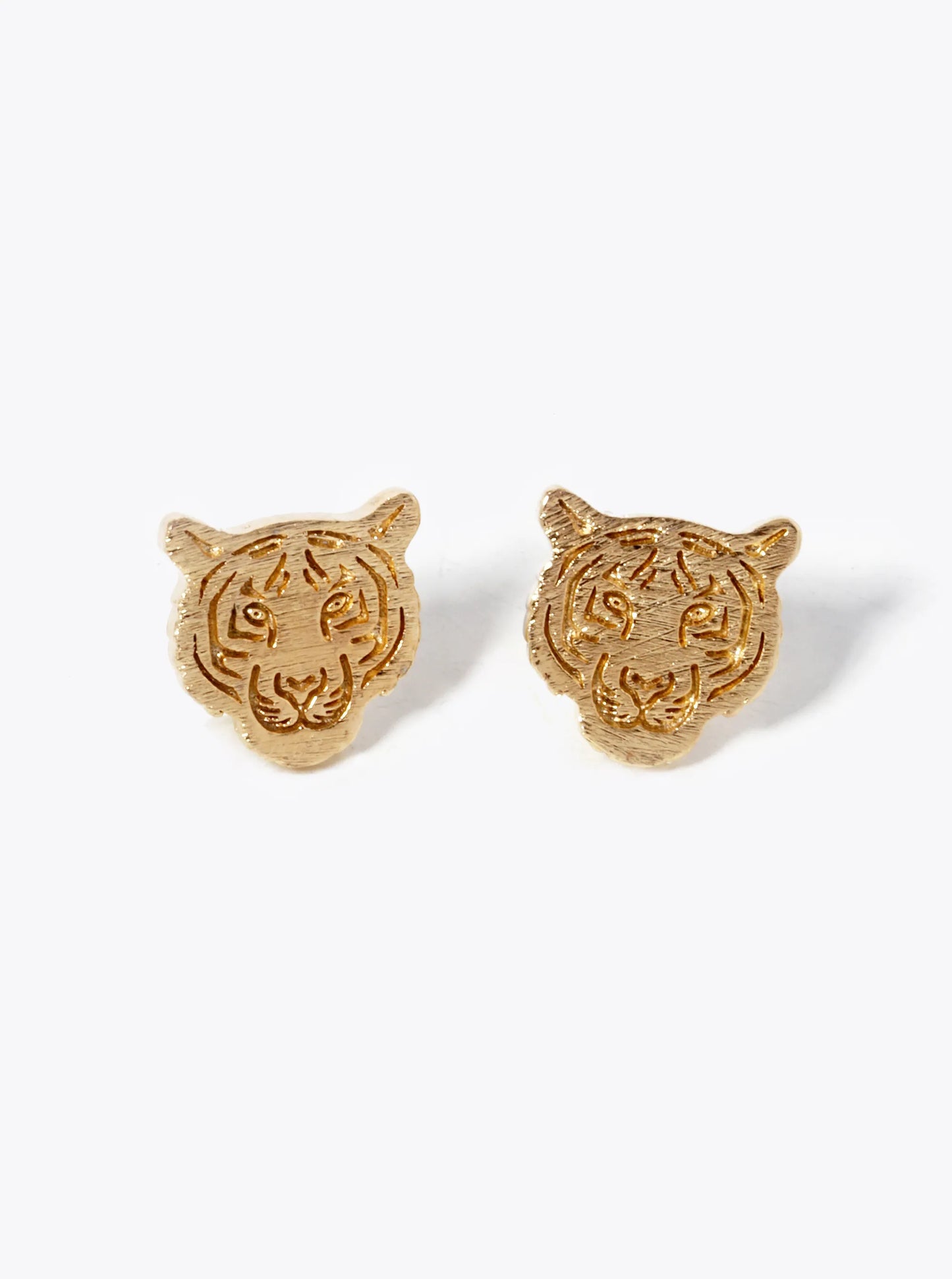 18k Gold Dipped Tiger Stud Earrings