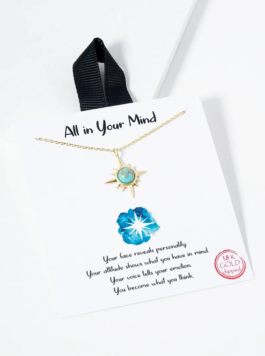 18k Gold Dipped Turquoise Sunburst Pendant Necklace