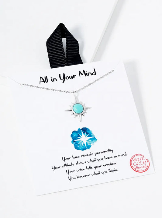 18k Gold Dipped Turquoise Sunburst Pendant Necklace