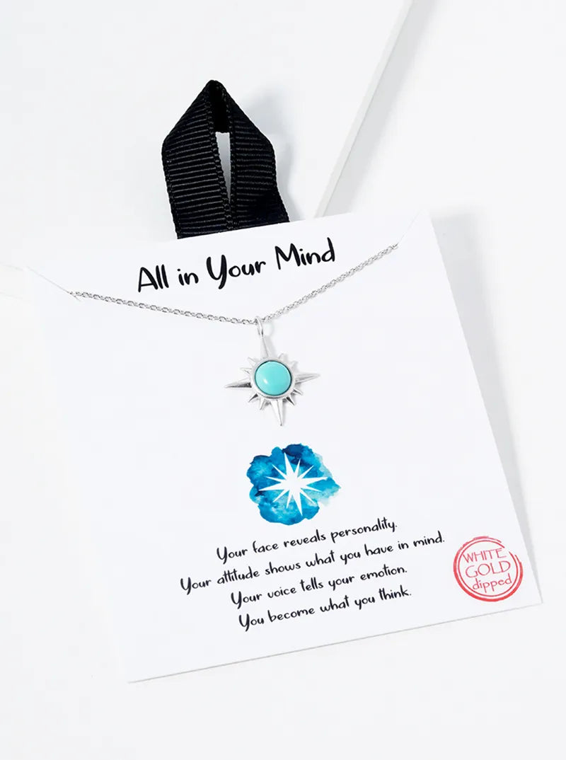18k Gold Dipped Turquoise Sunburst Pendant Necklace