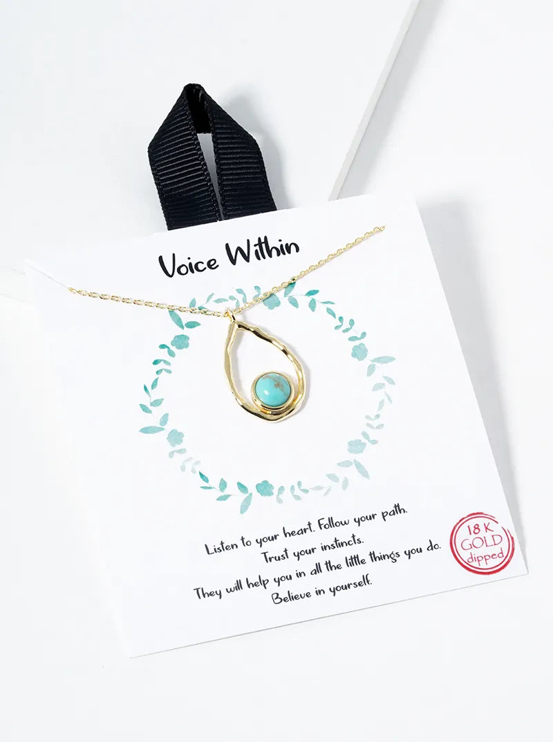 18k Gold Dipped Turquoise Teardrop Pendant Necklace