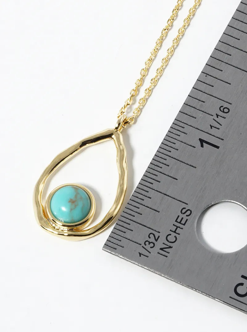 18k Gold Dipped Turquoise Teardrop Pendant Necklace