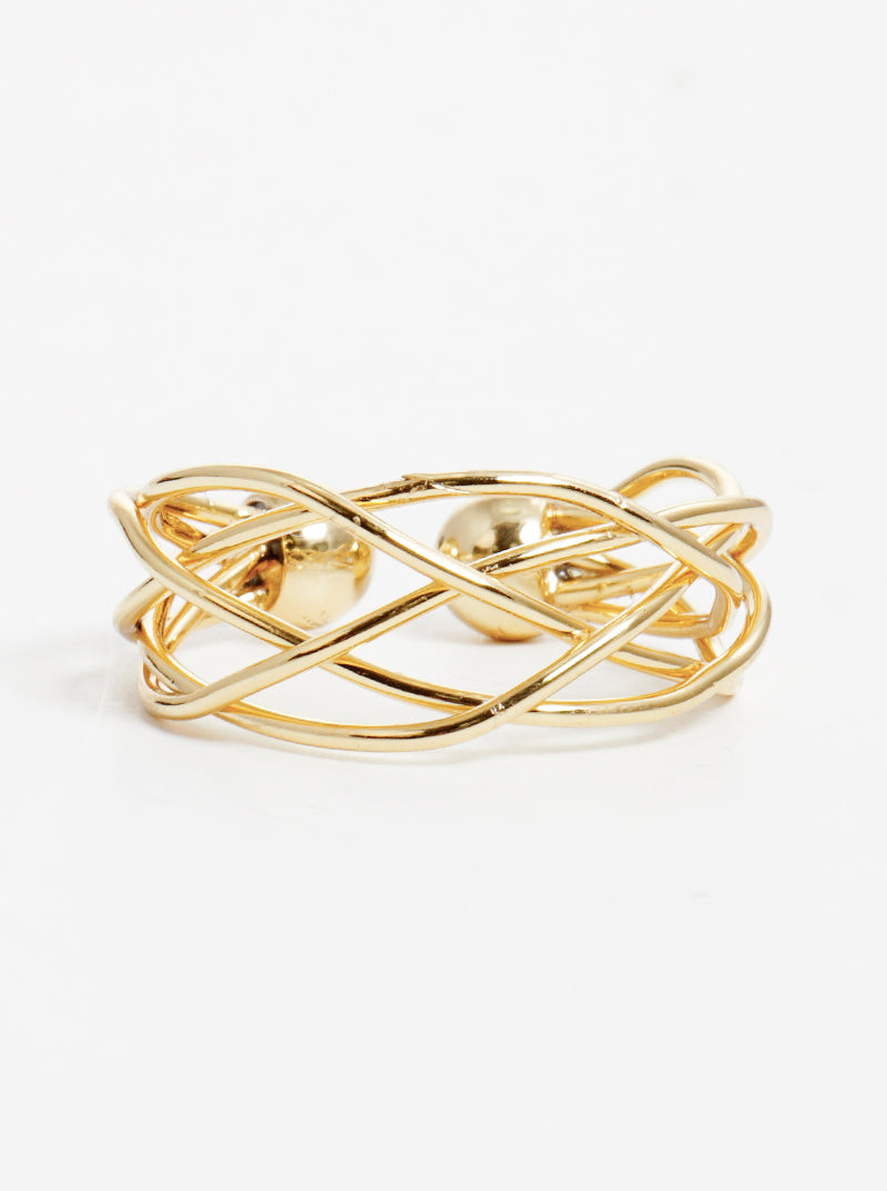 White Gold Dipped Wire Adjustable Brass Cuff Ring