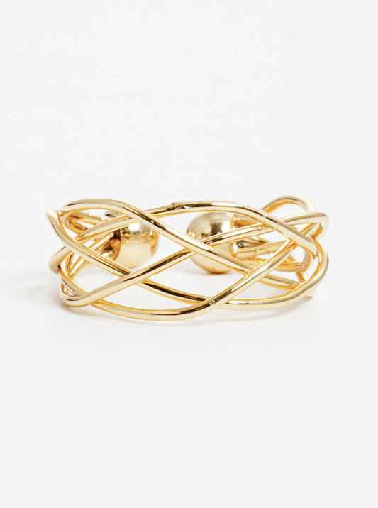 18k Gold Dipped Wire Adjustable Brass Cuff Ring