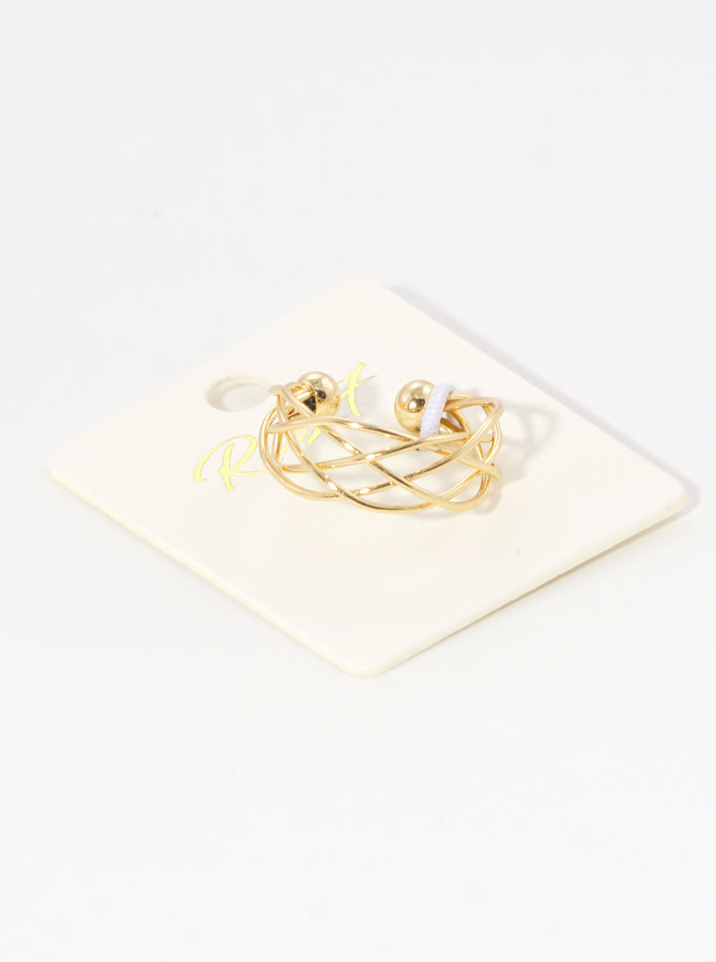 18k Gold Dipped Wire Adjustable Brass Cuff Ring