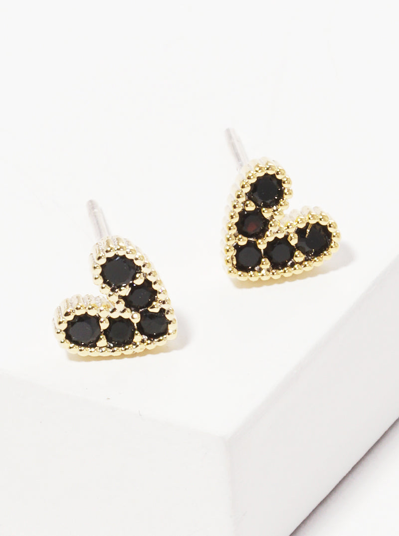 18k Gold Dipped 5mm Heart CZ Stone Sterling Silver Post Stud Earrings
