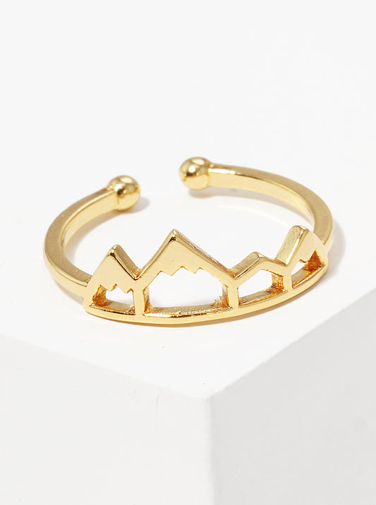 18k Gold Dipped Mountain Shape Adjustable Ring