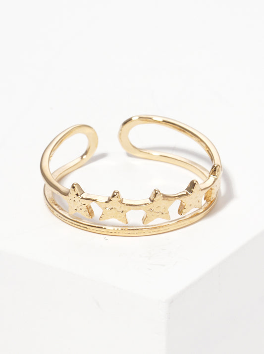 18k Gold Dipped Rising Star Shape Metal Adjustable Rings