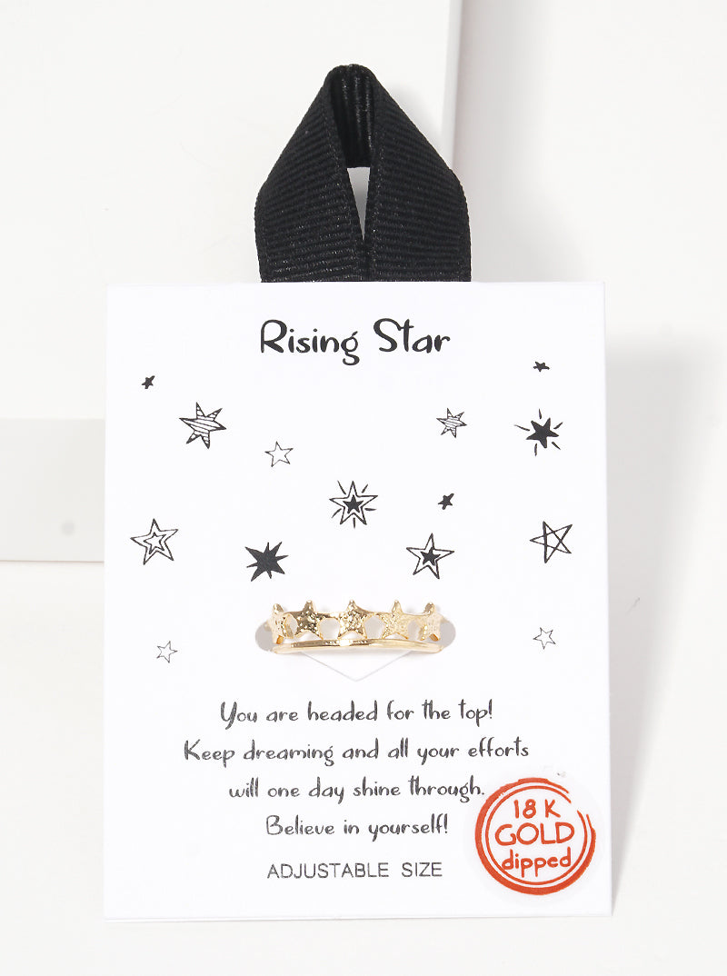 18k Gold Dipped Rising Star Shape Metal Adjustable Rings