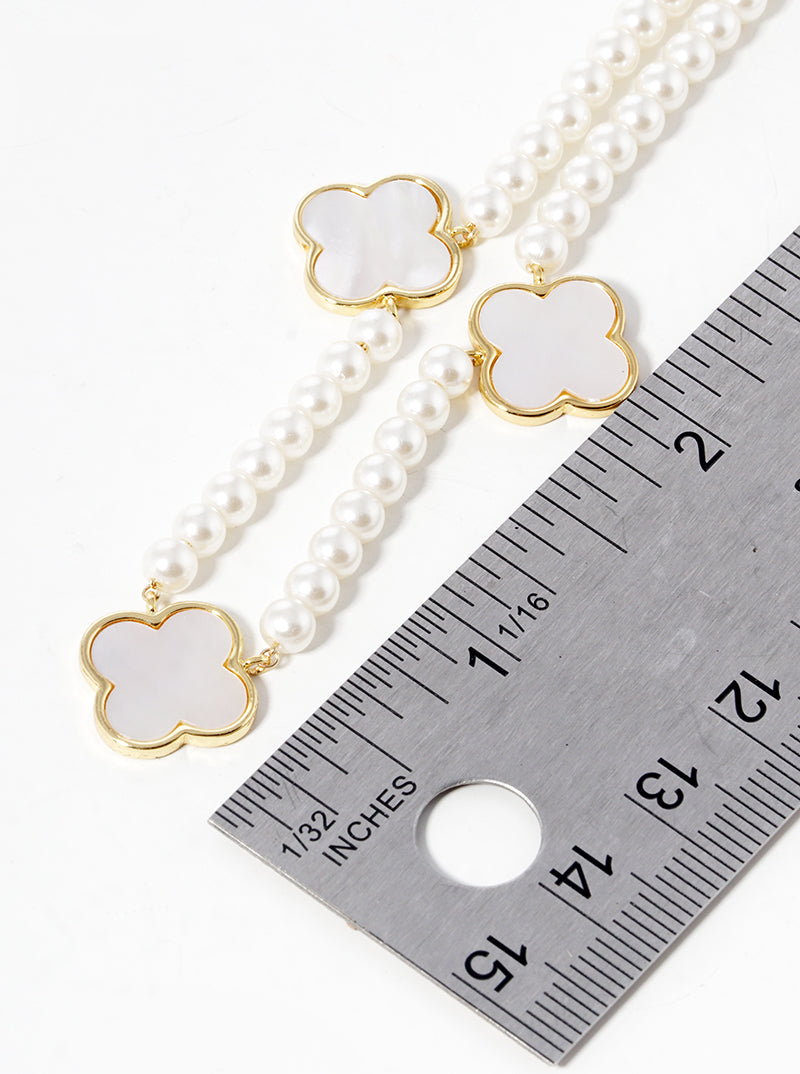 18k Gold Dipped 12mm Mother Of Pearl Quatrefoil Pendant Necklace