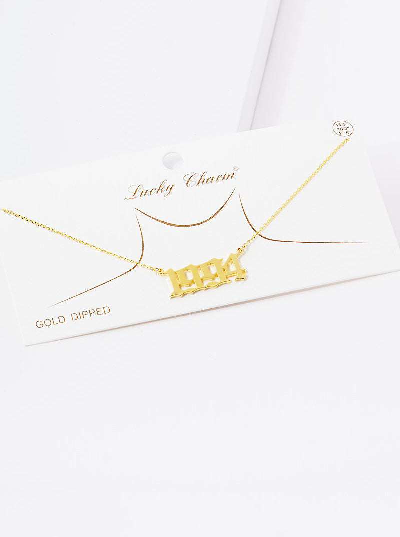 18k Gold Dipped 1994 Pendant Brass Necklace