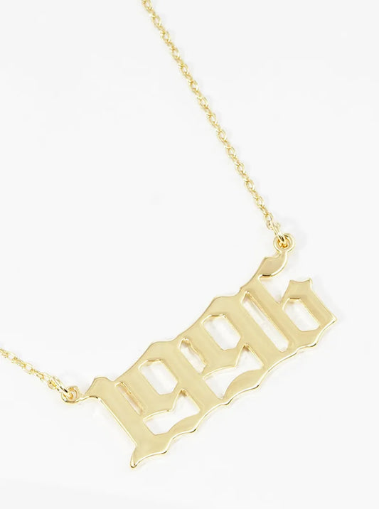 18k Gold Dipped 1996 Pendant Brass Necklace