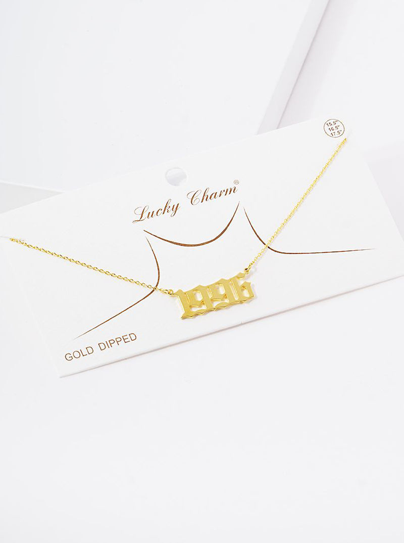 18k Gold Dipped 1996 Pendant Brass Necklace
